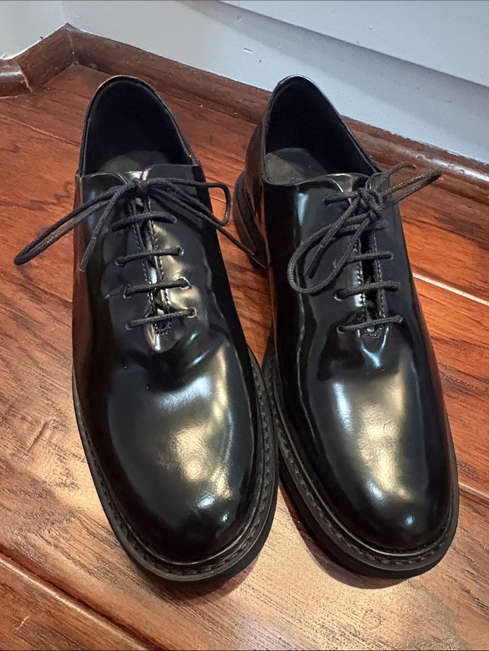 COS Black Patent Leather Lace-Up Flats - Picture 4 of 7